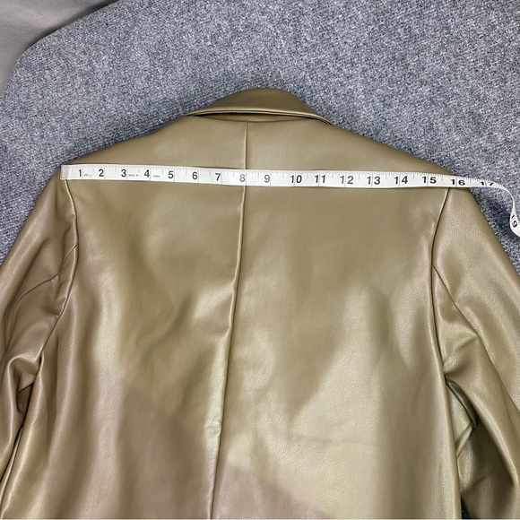 Anthropologie Avec Les Filles Blazer Women’s M/L Faux Leather Cropped Tan - Picture 12 of 12